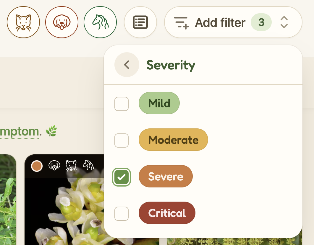 The new severity filter.