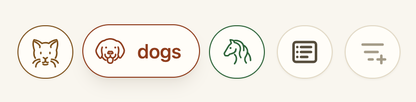 Expanding the animal filter on hover.