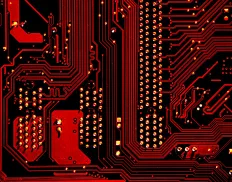 A red and black circuit board