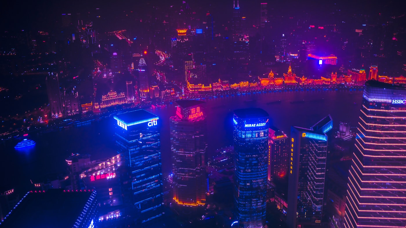 A city from above at night