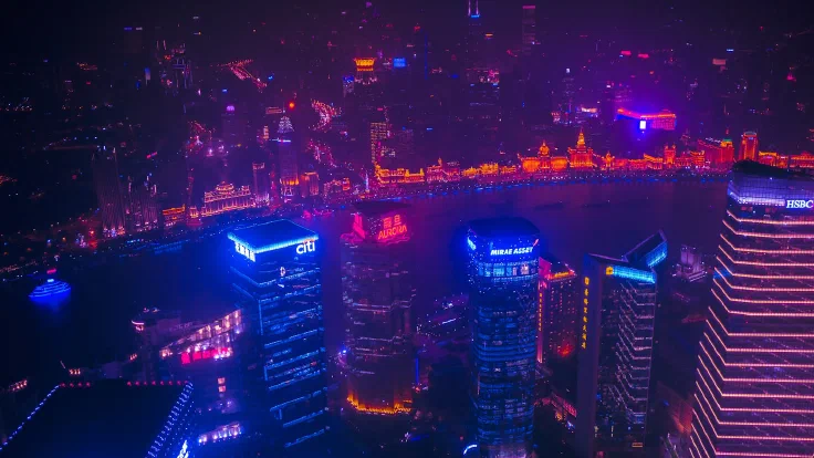A city from above at night